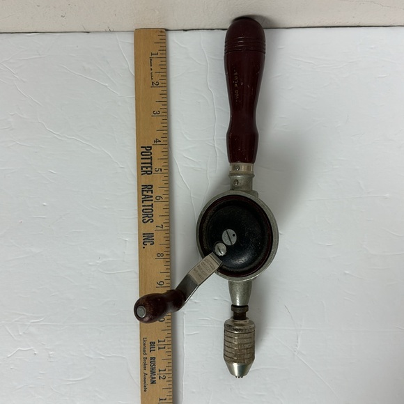 Vtg Stanley 100 Plus Hand Crank Drill USA 1610 eggbeater style tool garage cave - Picture 10 of 11